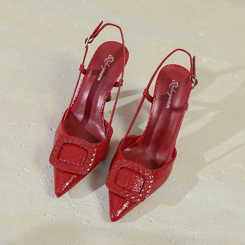 Damen Slingback-Pumps mit elegantem Kranz und schimmerndem Obermaterial EB