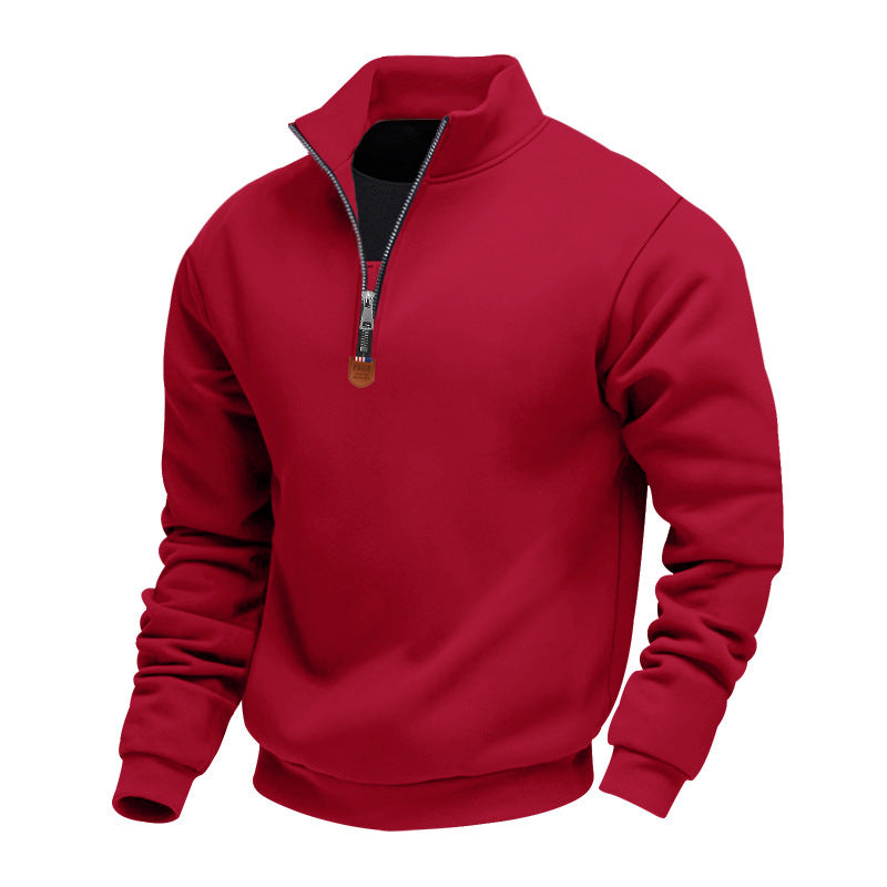Herren nan Premium-Halbzip-Sweatshirt mit hohem Stehkragen, robustem Reißverschluss und geripptem Saum EB