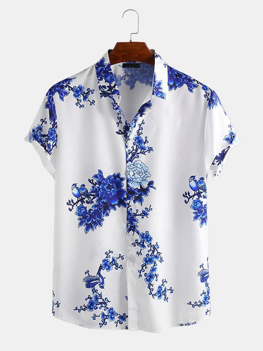 Herren Kurzarmhemd mit elegantem floralem Druck und hochwertigem Material EB