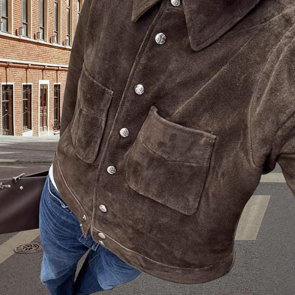 Damen Modische Wildlederjacke mit praktischen Klappentaschen EB