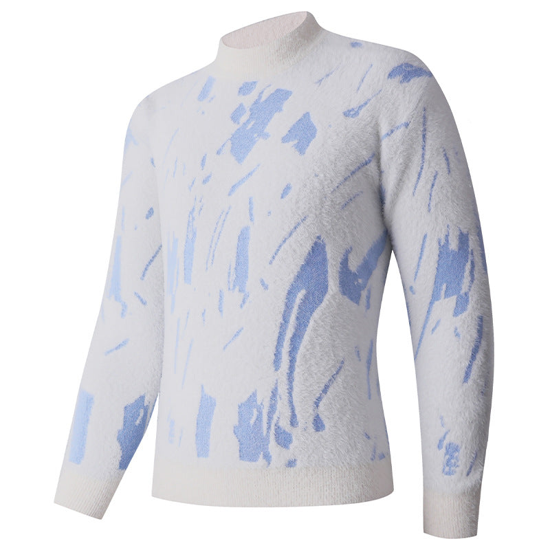 Damen modischer Stehkragenpullover mit einzigartigem Strukturdesign und grafischen Akzenten EB