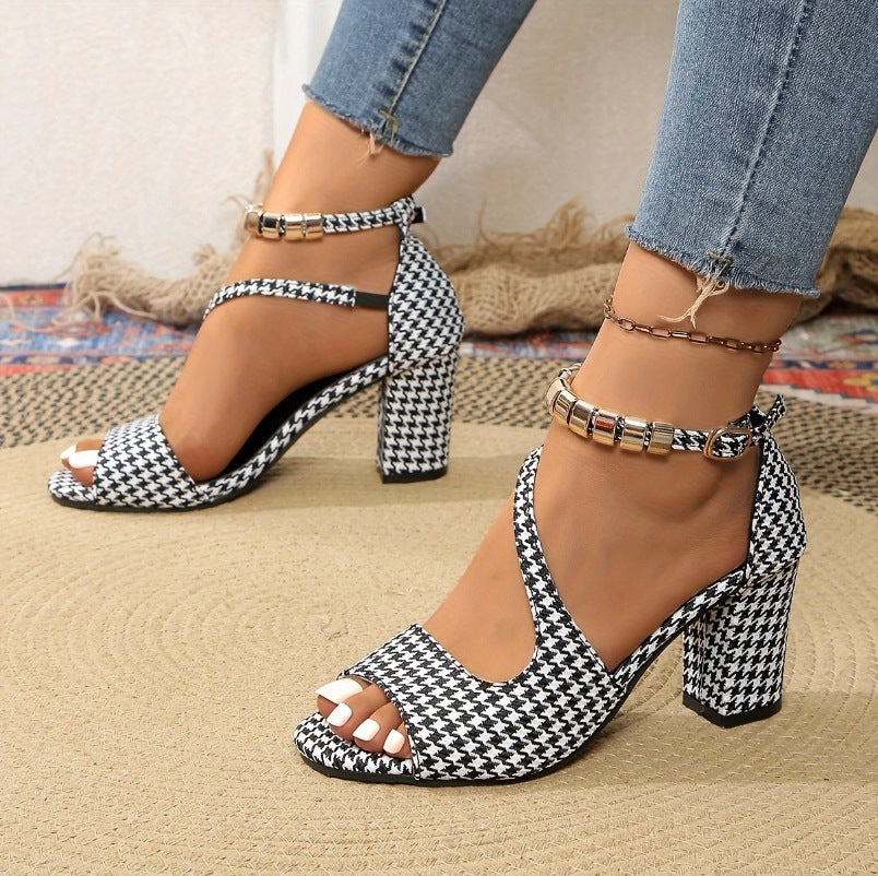 Damen Absatzsandalen mit offenen Riemen und modischem Schnürdesign EB
