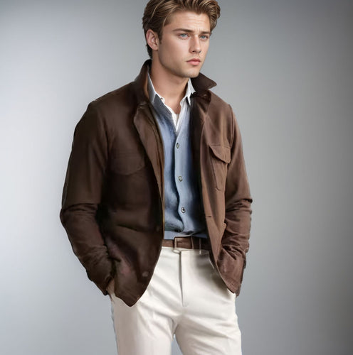 Herren zeitlose Utility-Jacke mit praktischen Taschen und Stehkragen EB