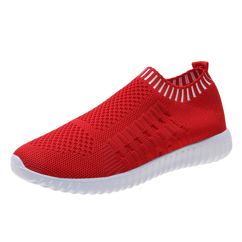 Damen atmungsaktive Slip-On Sneakers mit flexiblem Strickdesign EB