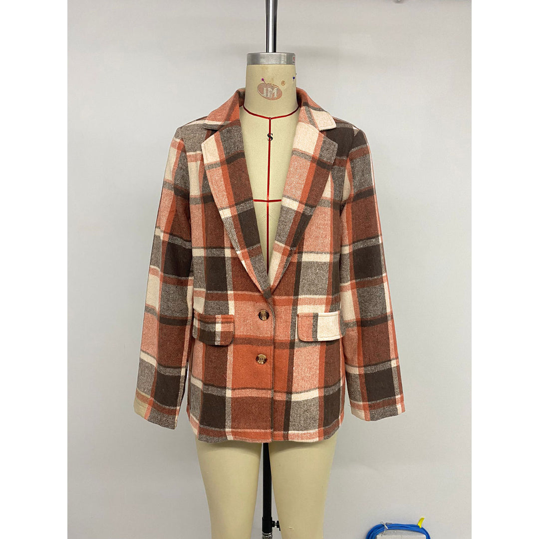 Damen Karierter Blazer aus weichem Wollmix EB