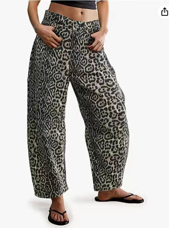 Damen Leichte Sommerhose im Leopardenmuster EB