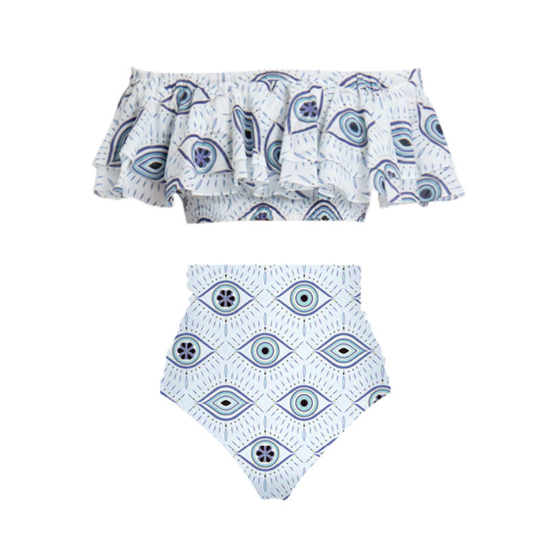 Damen Bikiniset mit voluminösem Rock und Rüschenoberteil EB