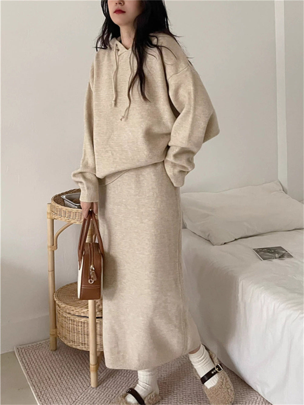 Damen Hoodie Kleid mit praktischer Kängurutasche und weitem Schnitt EB
