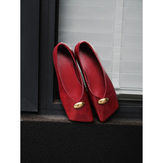 Damen elegante Ballerinas mit spitzem Zehenbereich und dekorativem Riemchen EB