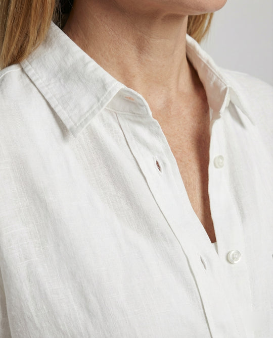 Damen luftiges Leinen-Freizeit-Set mit weit geschnittenem Hemd und weiter Marlenehose EB