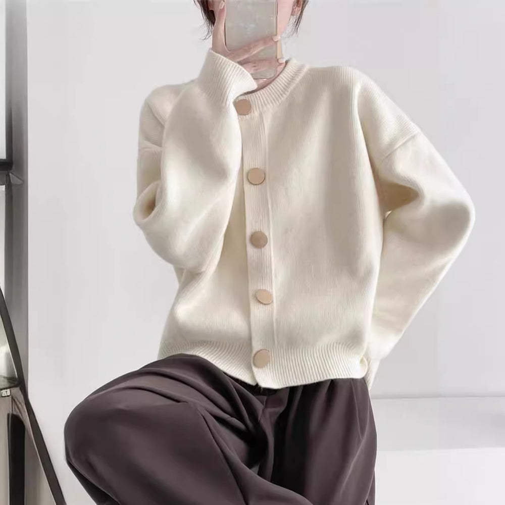 Damen Gemütlicher Strickcardigan mit Knopfdetail EB