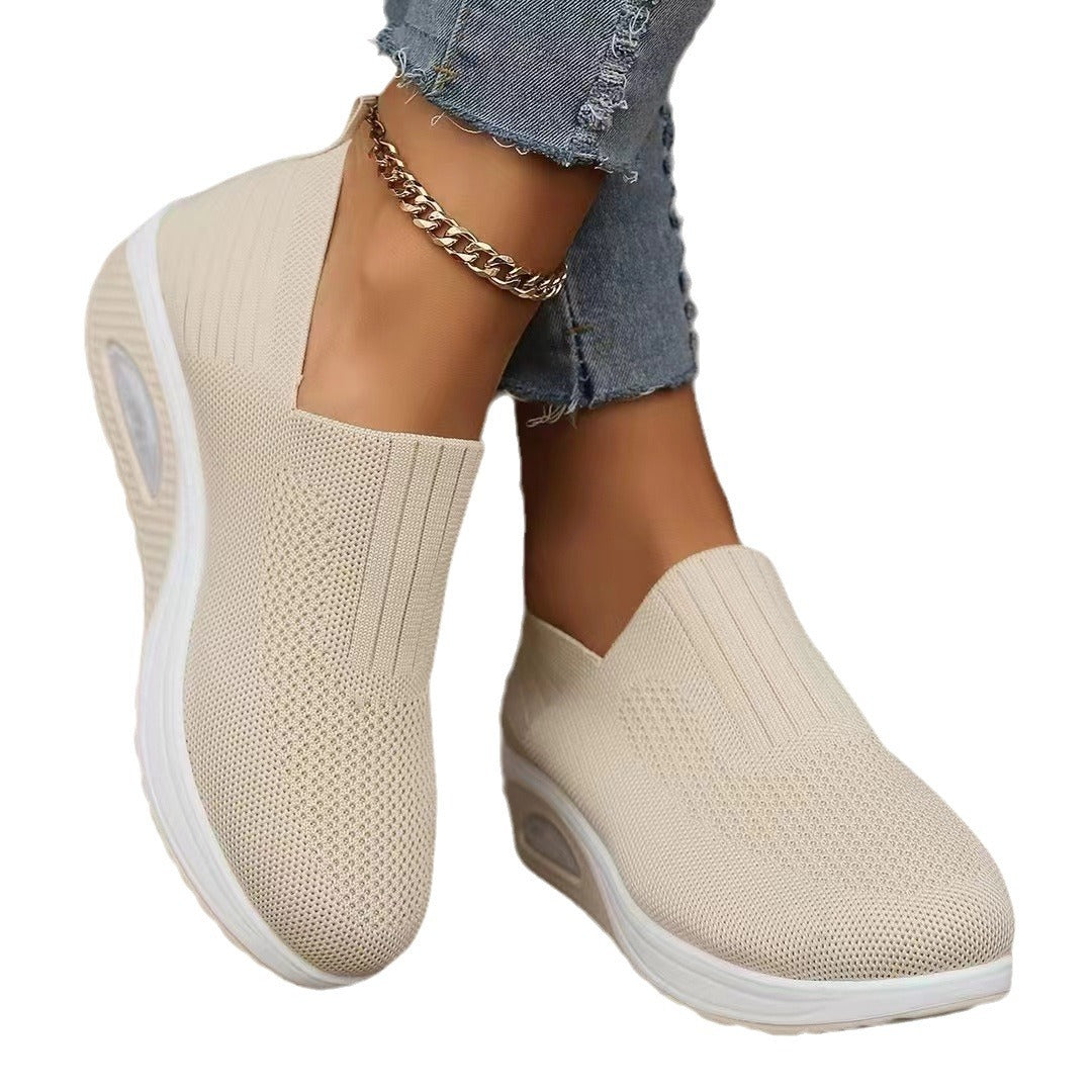 Damen atmungsaktive Slip-On Sneakers mit elastischem Obermaterial EB