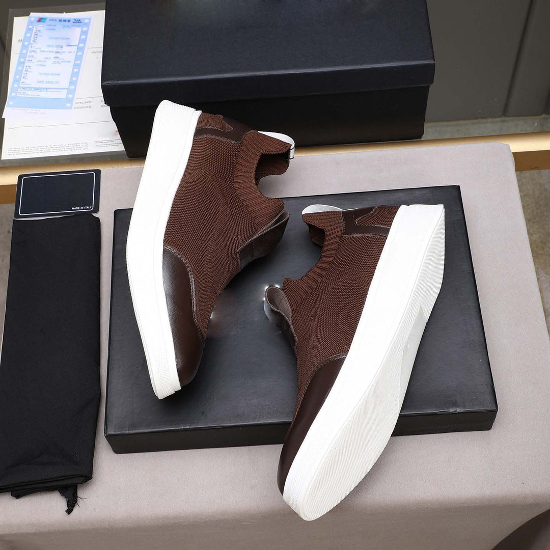 Damen Sportliche Slip-On Sneakers mit atmungsaktiver Strick-Oberfläche und rutschfester Sohle EB