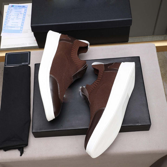 Damen Sportliche Slip-On Sneakers mit atmungsaktiver Strick-Oberfläche und rutschfester Sohle EB