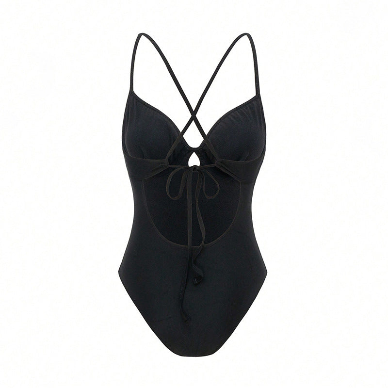 Damen Eleganter Einteiler Badeanzug mit Rüschendetails EB