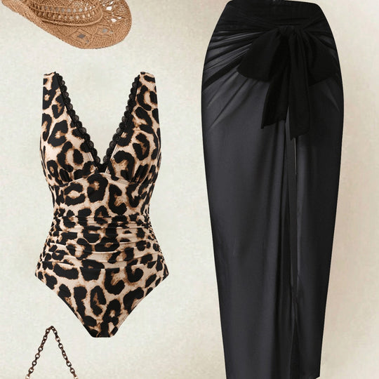 Damen Badeanzug mit drapiertem Rock EB