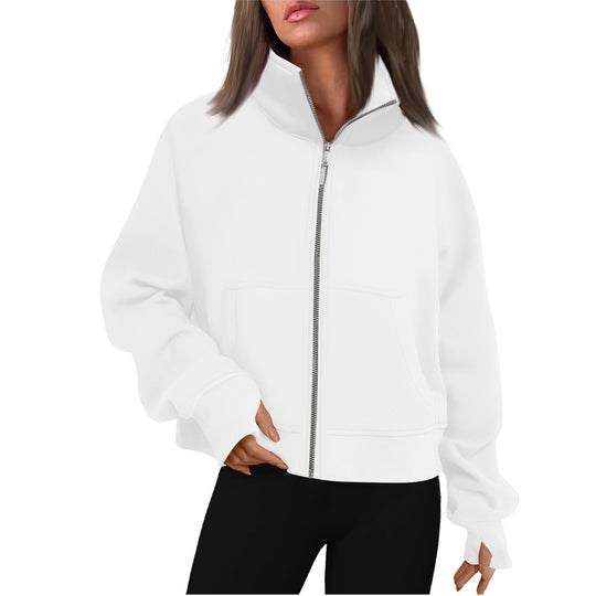 Damen bequeme Sweatjacke mit hohem Kragen EB