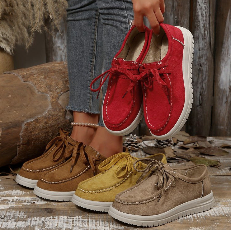 Damen Komfortable Wildleder-Sneakers mit modischem Schnürsystem EB