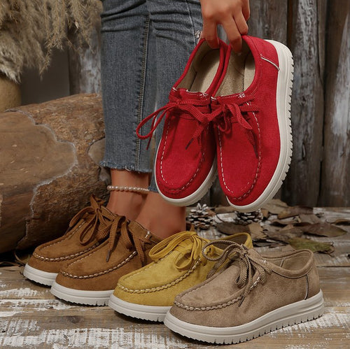 Damen Komfortable Wildleder-Sneakers mit modischem Schnürsystem EB