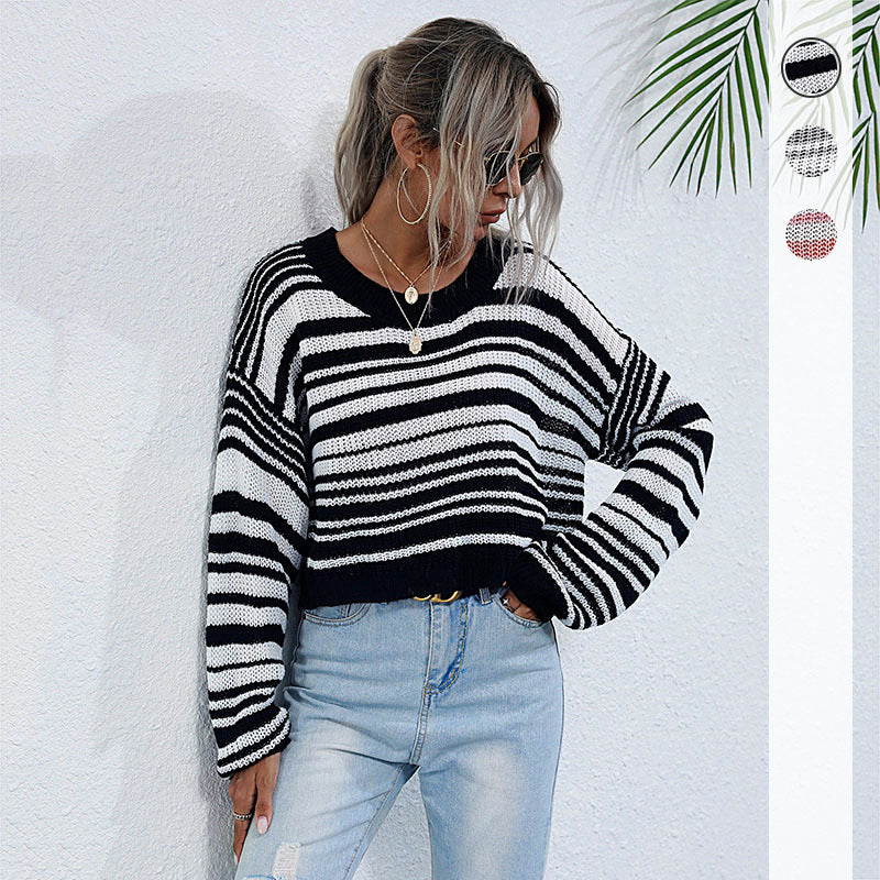 Damen lockerer Strickpullover mit XL-Schnitt und asymmetrischem Ausschnitt EB