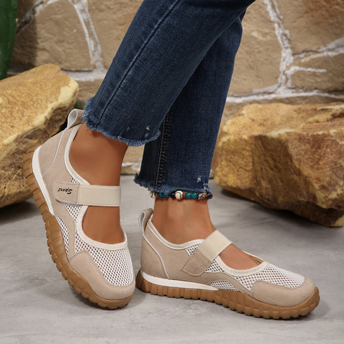 Damen Sportliche Sneakers mit atmungsaktivem Mesh-Obermaterial und flexiblem Klettverschluss EB