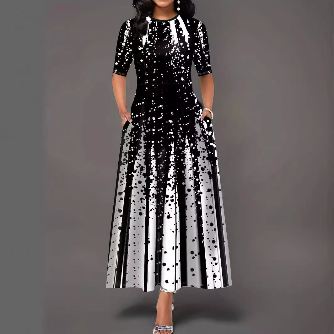 Damen Maxikleid mit kreativen Spritzmuster EB