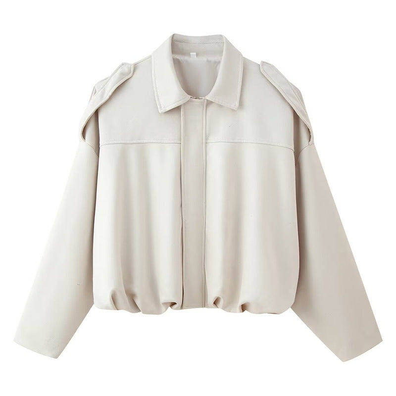 Damen Kurzgeschnittene Oversize Blousonjacke mit Schulterklappen EB