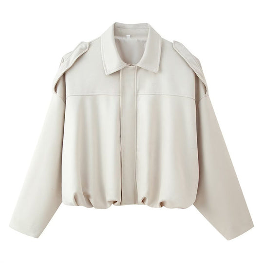 Damen Kurzgeschnittene Oversize Blousonjacke mit Schulterklappen EB