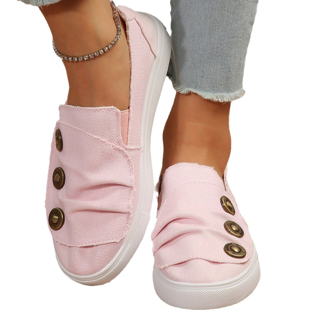 Damen Slip-On Sneakers mit modischen Knopfdetails EB