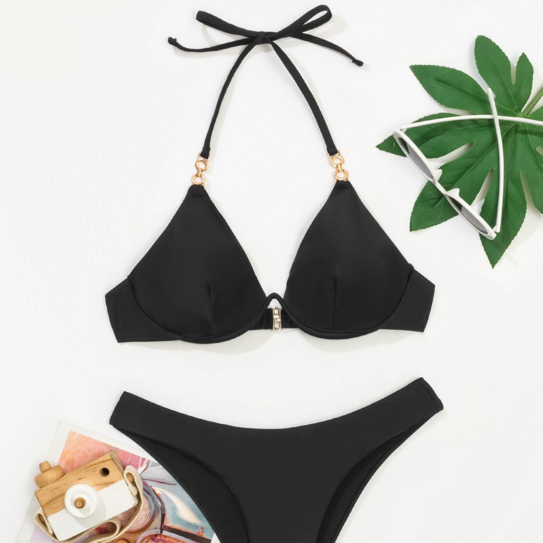 Damen Triangel-Bikini mit verstellbaren Trägern und Push-Up-Cups EB