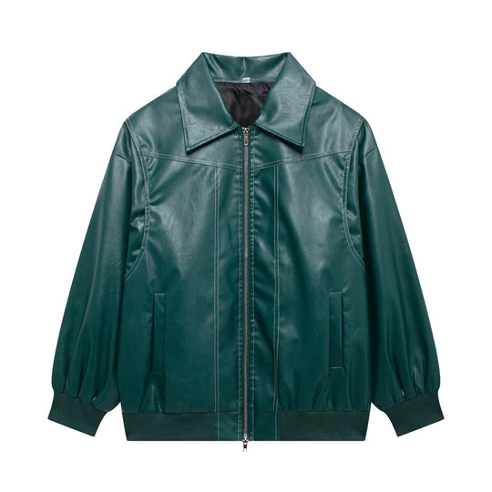 Damen Kunstlederjacke mit lässigem Schnitt und elastischem Saum EB