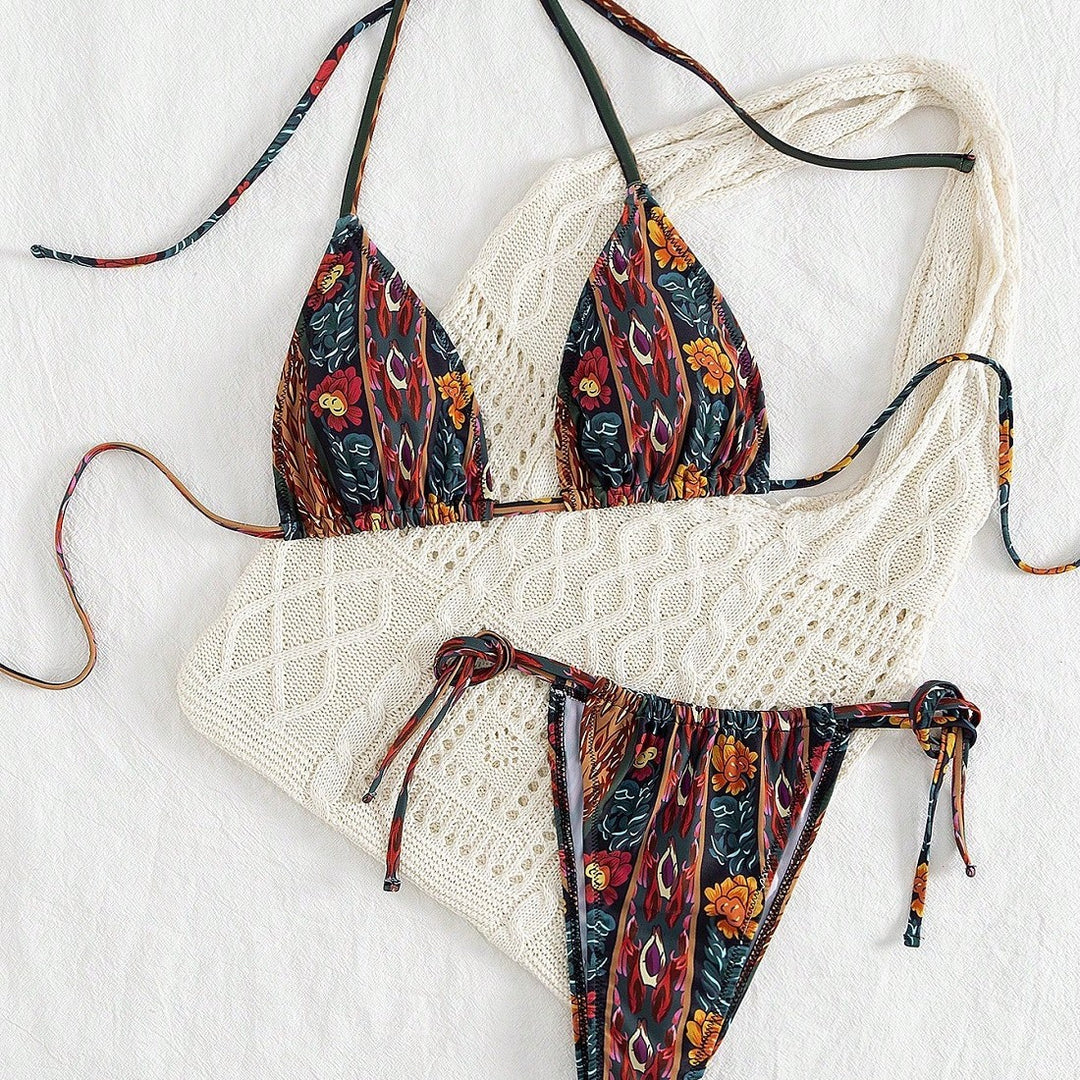 Damen Triangel-Bikini mit floralem Muster EB
