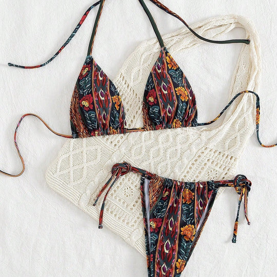 Damen Triangel-Bikini mit floralem Muster EB