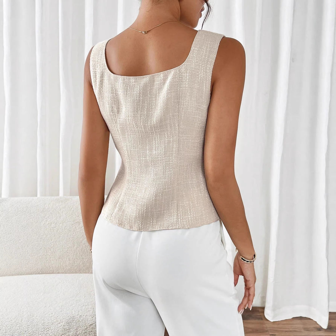 Damen Elegant geschnittene Weste mit Knopfdetail EB
