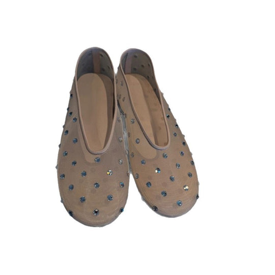 Damen transparente Mules mit funkelnden Strass-Details EB