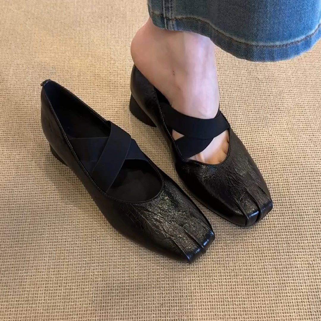 Damen elegante Ballerina-Schuhe mit modernem Riemendesign und komfortablem Absatz EB