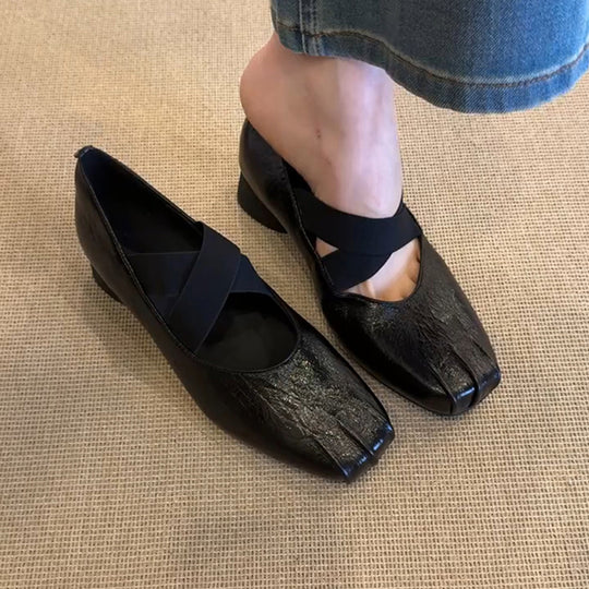 Damen elegante Ballerina-Schuhe mit modernem Riemendesign und komfortablem Absatz EB