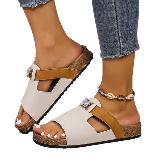 Damen Komfortable Badesandalen mit eleganten Schmuckdetails EB