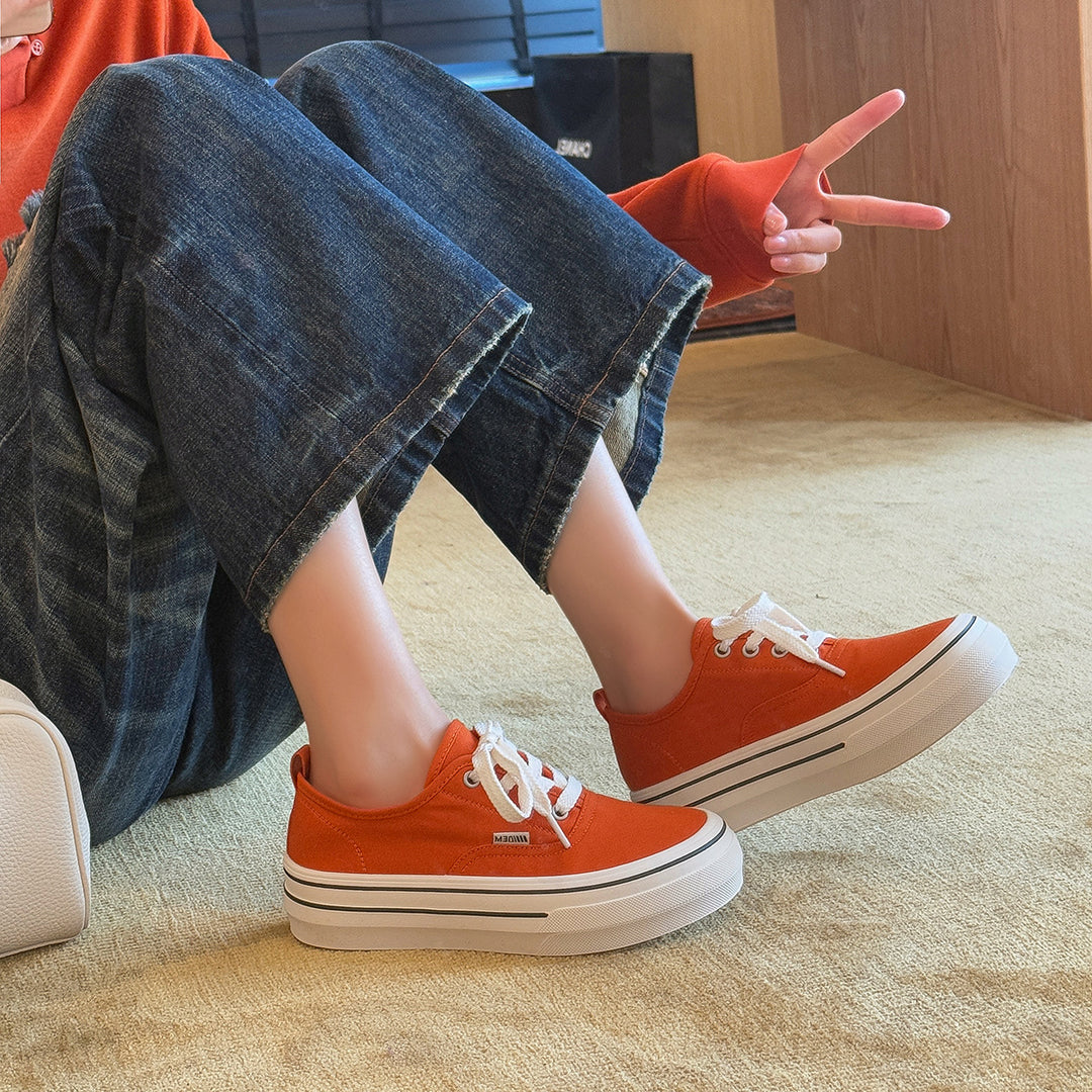 Damen Casual Sneakers im Vintage-Stil mit robustem Gummiboden und atmungsaktivem Canvas-Obermaterial EB