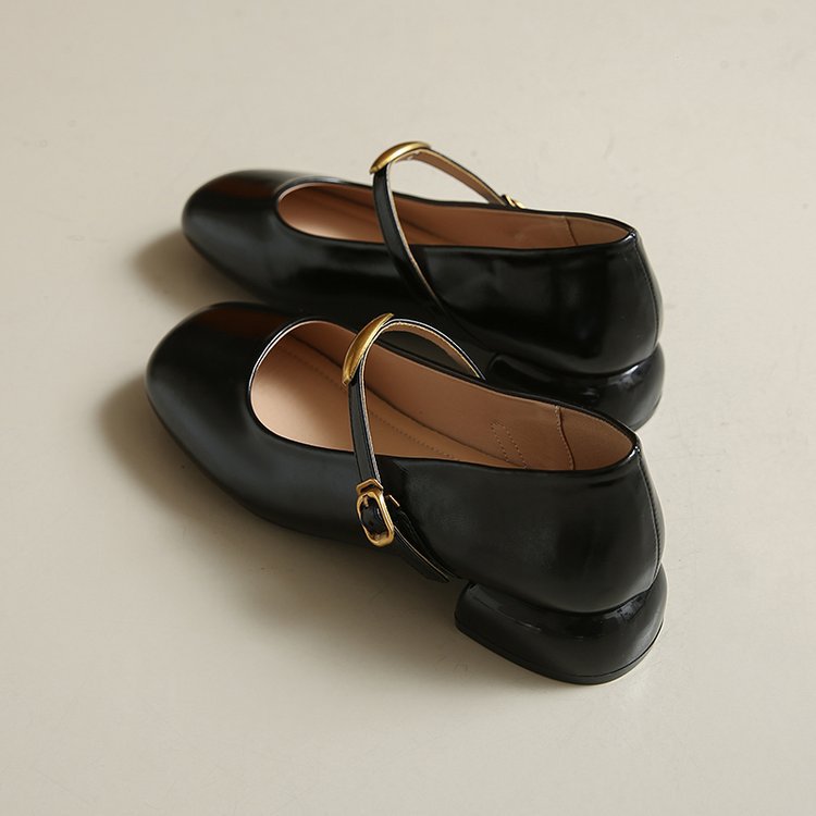 Damen elegante Blockabsatz-Ballerinas mit modischem Riemchen und stabiler Sohle EB