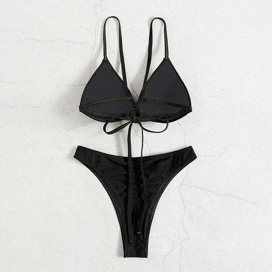 Damen Triangel-Bikini mit hohem Beinausschnitt und verstellbaren Trägern EB