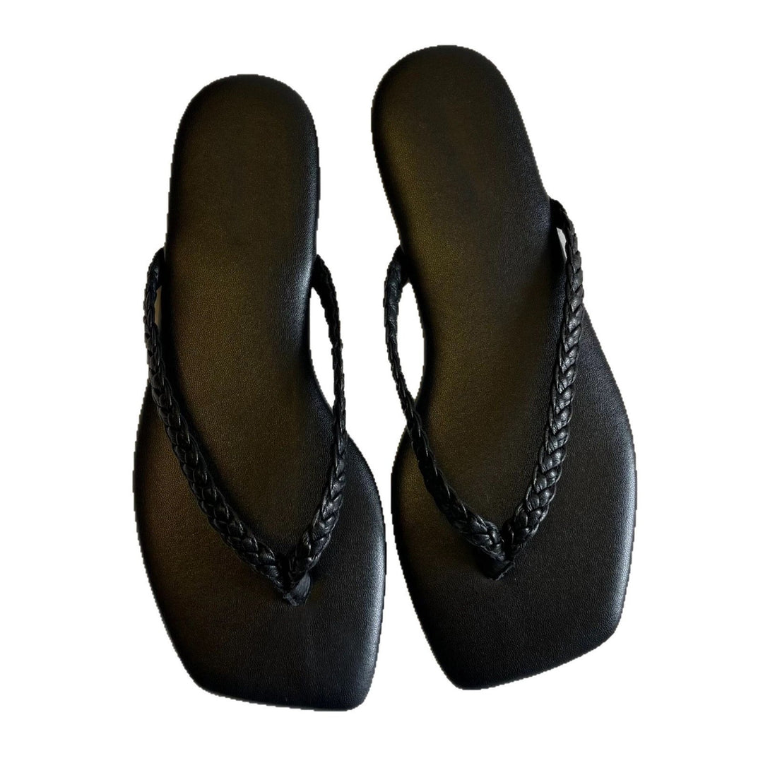 Damen Designer Zehentrenner mit geflochtenem Riemen EB