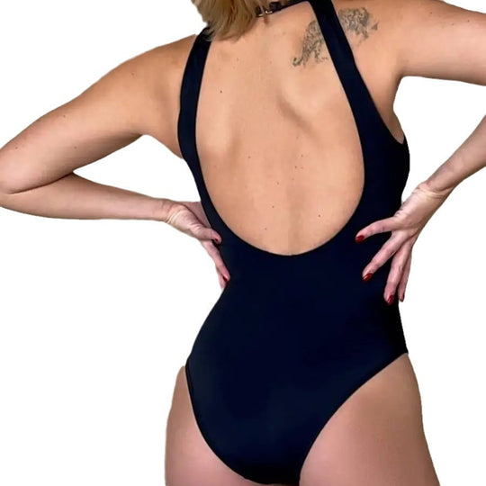 Damen Moderner Einteiler mit transparenten Mesh-Details EB