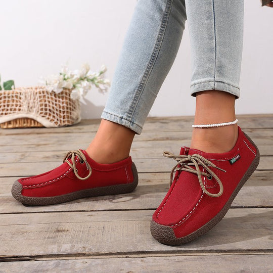 Damen Freizeit Sneaker mit elastischen Schnürsenkeln und rutschfester Sohle EB