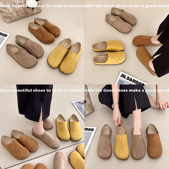 Damen rutschfeste Clogs aus weichem Veloursleder EB