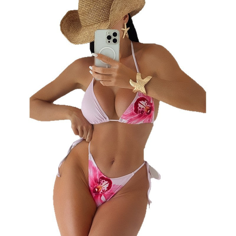 Damen Bikini-Set mit floralem Design und transparentem Cover-Up EB