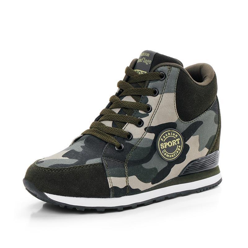 Damen Sportliche High-Top Sneakers mit Camouflage-Muster EB