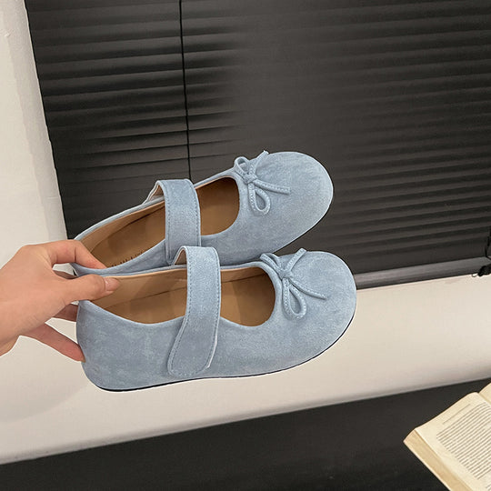Damen Ballerinas mit praktischem Klettverschluss und verspieltem Schleifendetail EB