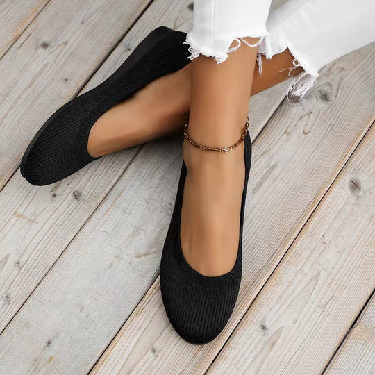Damen bequeme Ballerinas aus elastischem Gewebe mit formschöner Sohle EB