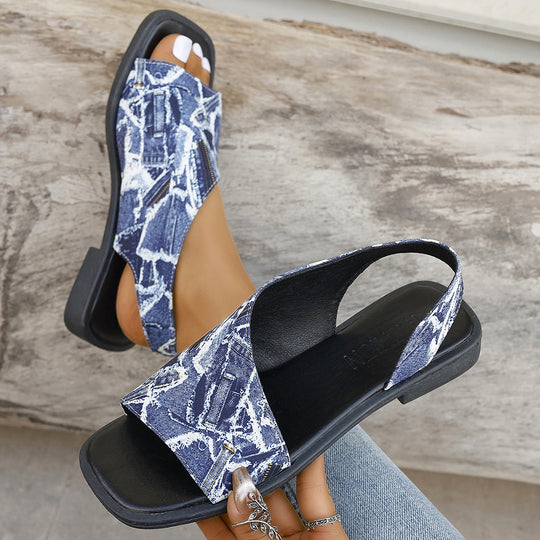 Damen Sandalen mit modischem Denim-Design und komfortablem Fußbett EB
